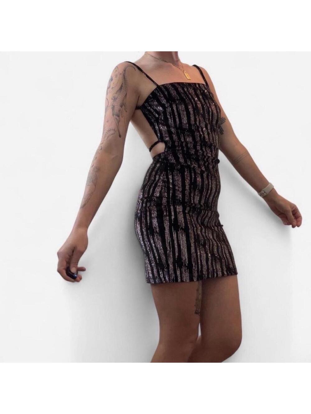 Women's Black and Brown Dress